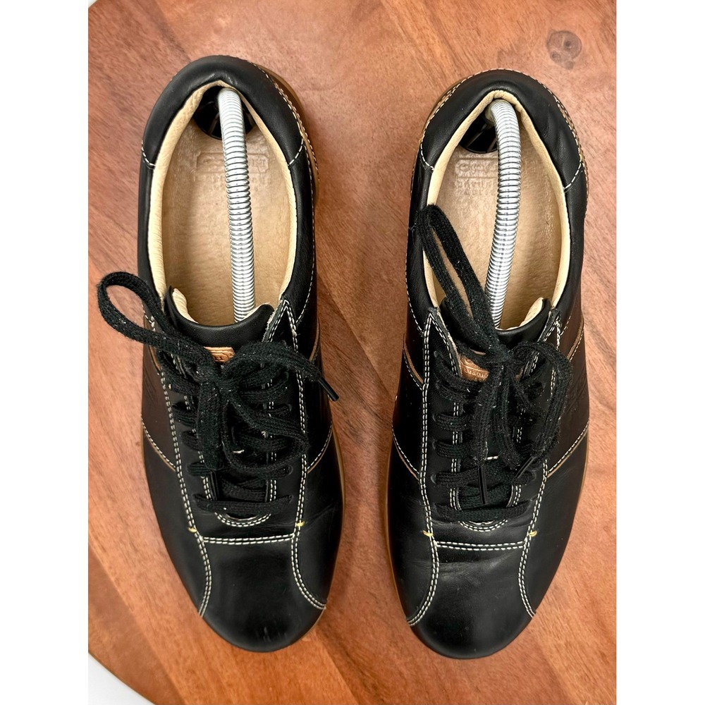 Coach Mens Meyer Black Leather Low Top Signature Logo Sneakers Size 8M F289 - Picture 2 of 12